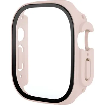 Pouzdro na mobilní telefon Ochranné pouzdro s tvrzeným sklem pro Apple Watch Ultra 49mm - růžové