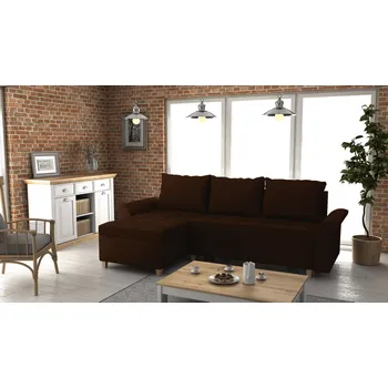 Sedací souprava Rohová rozkládací sedačka LENOX tmavěhnědá - SAWANA 16