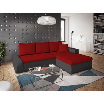 Sedací souprava Rohová rozkládací sedačka GRAND červeno-černá - SAWANA 13 + SAWANA 14