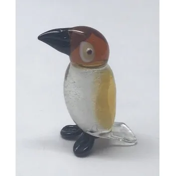 Skleněná figurka tukan oranžový, 35 x 25 x 60 mm