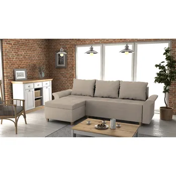 Sedací souprava Rohová rozkládací sedačka LENOX světlehnědá - SAWANA 17