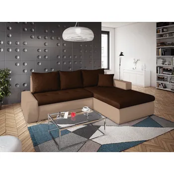 Sedací souprava Rohová rozkládací sedačka GRAND tmavěhnědá-světlehnědá - SAWANA 16 + SAWANA 17