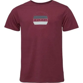 Pánské tričko Pánské tričko LOAP BOJAR S Vínová, Bílá, Šedá