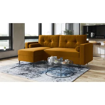 Sedací souprava Rohová rozkládací sedačka MARY hořčicová - MONOLITH 48