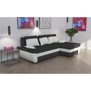 Sedací souprava Rohová rozkládací sedačka MARIO tmavěšedá-bílá