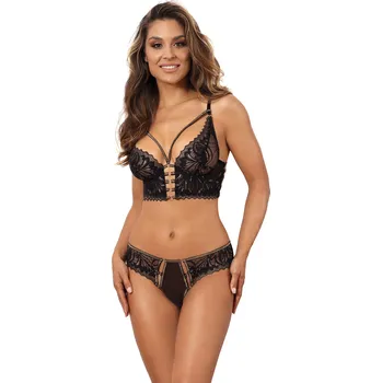 Dámská erotická souprava Třpytivý polokorzet V-10111 černá/zlatá - Axami 80C