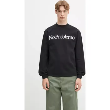 Pánské tričko Bavlněné tričko s dlouhým rukávem No Problemo No Problemo LS Tee černá barva, s potiskem, NP6002203, XS, 99X