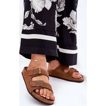 Dámské pantofle Dámské Semišové Sandály S Přezkami Big Star RR274A393 Barva: Béžová, Velikost: 37