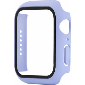 Pouzdro na mobilní telefon Ochranné pouzdro s tvrzeným sklem pro Apple Watch 45mm - fialové