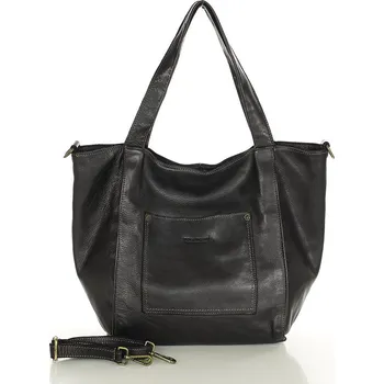 Kabelka Marco Mazzini Kožená městská taška velká MARCO MAZZINI; černá