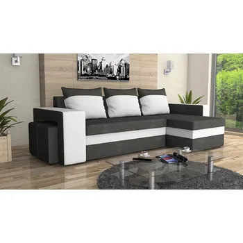 Sedací souprava Rohová sedací souprava EDISON tmavěšedá-bílá