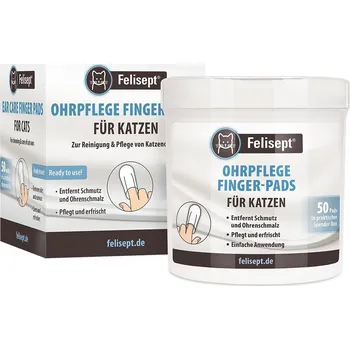 Kosmetika pro kočku Felisept ušní čisticí polštářky na prsty pro kočky 50 kusů