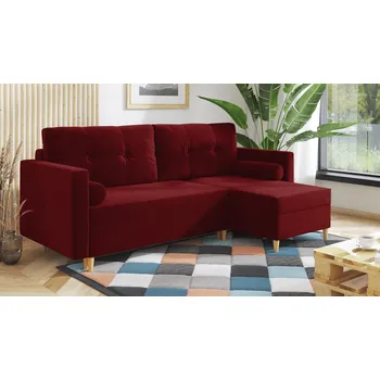 Sedací souprava Rohová rozkládací sedačka HARALD červená - DREAM VELVET 202.10