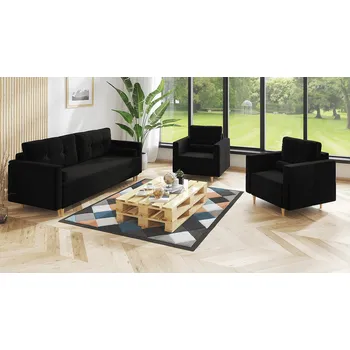 Sedací souprava Sedací souprava MARTEN 3+1+1 černá - DREAM VELVET 202.12 Sedací soupravy 3+1+1