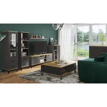 Obývací stěna Obývací sestava RALF H Grafit + dub artisan