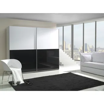 Šatní skříň Šatní skříň LUX 5 bílý lesk / černý lesk