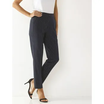Dámské kalhoty Pruhované 7/8 úzké kalhoty nám.modrá 54
