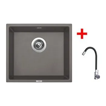 Granitový dřez Sinks FRAME 457 Truffle + Elasta nerez/černá