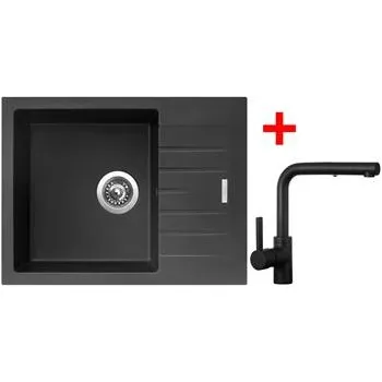 Granitový dřez Sinks PERFECTO 650 Pureblack + ENIGMA S Černá matná