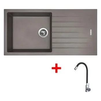 Granitový dřez Sinks PERFECTO 1000 Truffle + Elasta nerez/černá