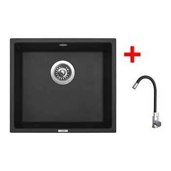 Granitový dřez Sinks FRAME 457 Pureblack + Elasta nerez/černá