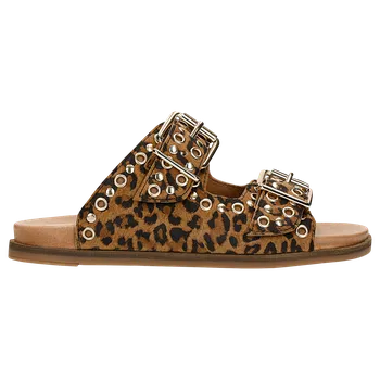 Dámské žabky Kožené Pantofle S Leopardím Vzorem Se Zlatými Ozdobami Wojas 7412560 41