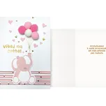 Přání k narození miminka růžový sloník