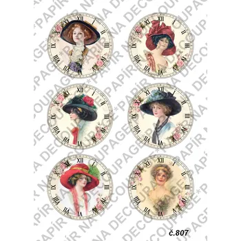 Umělecký papír Rýžový a soft papír na decoupage - Ciferníky - KB0807 Materiál: Soft, Rozměr: A4