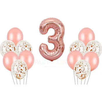 Party dekorace Růžový set balónky a foliový balónek číslo 3