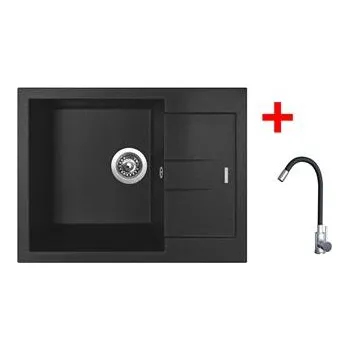 Granitový dřez Sinks AMANDA 650 Metalblack + Elasta nerez/černá