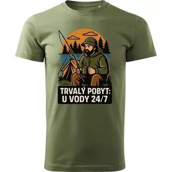 Pánské rybářské tričko Trvalý pobyt khaki