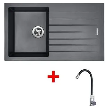 Granitový dřez Sinks PERFECTO 860 Titanium + Elasta nerez/černá