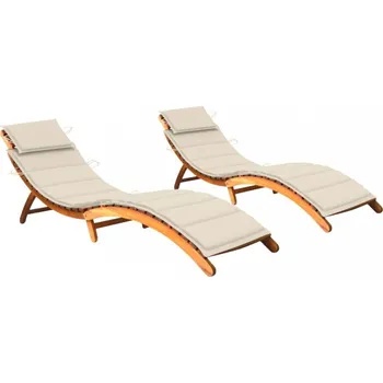 Zahradní lehátko Zahradní lehátko s poduškou 2 ks akáciové dřevo Dekorhome