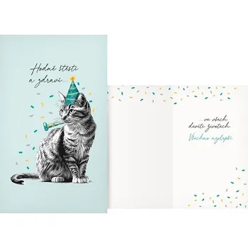 Přání srdečné Hodně štěstí a zdraví kočička