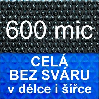 bazénová plachta Sparkly POOL Solární plachta - fólie na bazén 600 mic modro-černá - vzor 3 bubliny - celá bez sváru - 1 m²