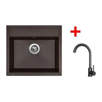Kuchyňský dřez Sinks SOLO 560 Marone + ARCO černá matná