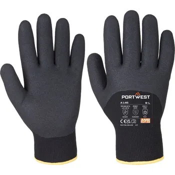 Pracovní rukavice PORTWEST ARCTIC A146 / Zimní rukavice máčené v nitrolové pěně - černá XXL