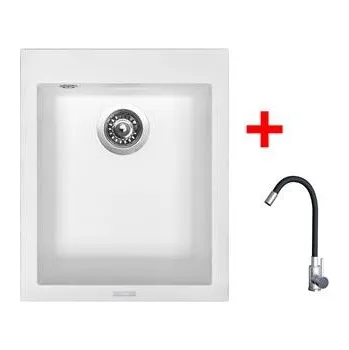 Granitový dřez Sinks CUBE 410 Milk + Elasta nerez/černá