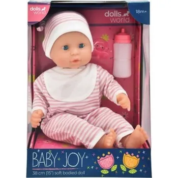 Panenka Dolls World PANENKA BABY JOY OD DOLLS WORLD 38 CM - PRUHOVANÉ OBLEČENÍ