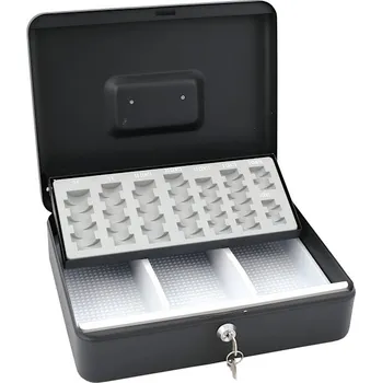 Příruční pokladna Pokladna se zámkem a zásobníkem na euromince 30 x 24 x 9 cm černá