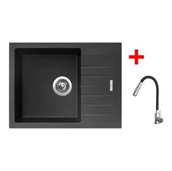 Sinks PERFECTO 650 Pureblack + ELASTA S nerez/černá