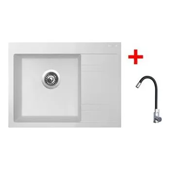 Granitový dřez Sinks RIM 650 L Milk + Elasta nerez/černá