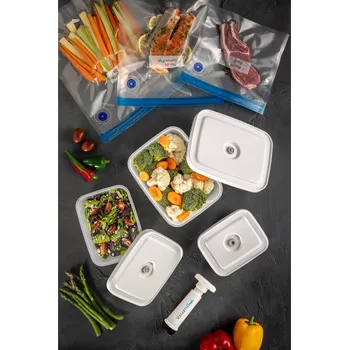 Dóza na potraviny ASIR Sada úložných boxů a sáčků na potraviny 12 kusů VAC transparentní