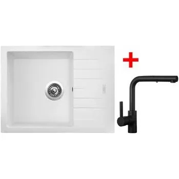 Granitový dřez Sinks PERFECTO 650 Milk + ENIGMA S Černá matná