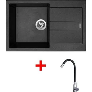 Granitový dřez Sinks AMANDA 780 Metalblack + Elasta nerez/černá