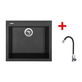 Granitový dřez Sinks CUBE 560 Pureblack + Elasta nerez/černá