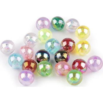 Korálek Plastové korálky s AB efektem Ø10 mm Varianta: 7 mix barev, Balení: 10 g