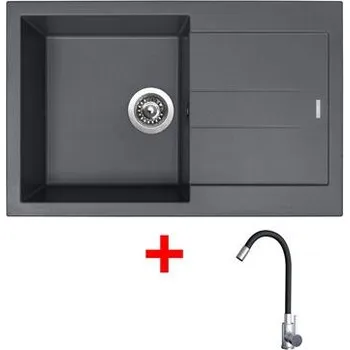 Granitový dřez Sinks AMANDA 780 Titanium + Elasta nerez/černá