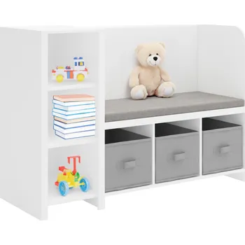 Úložný box Kondela Regál s lavičkou, bílá/šedá, BENKO