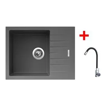 Sinks PERFECTO 650 Titanium + Elasta nerez/černá